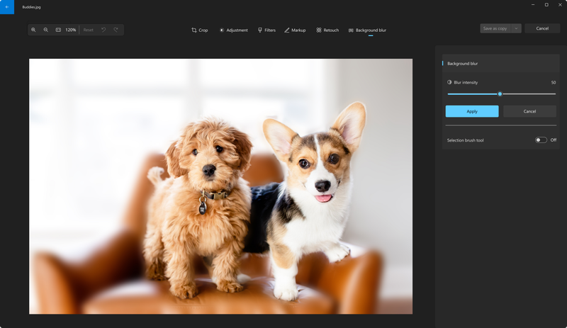 O editor de fotos do Windows 11 agora pode desfocar o fundo de imagens salvas.