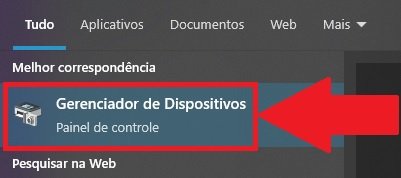 Clique no resultado da busca para acessar o Gerenciador de Dispositivos