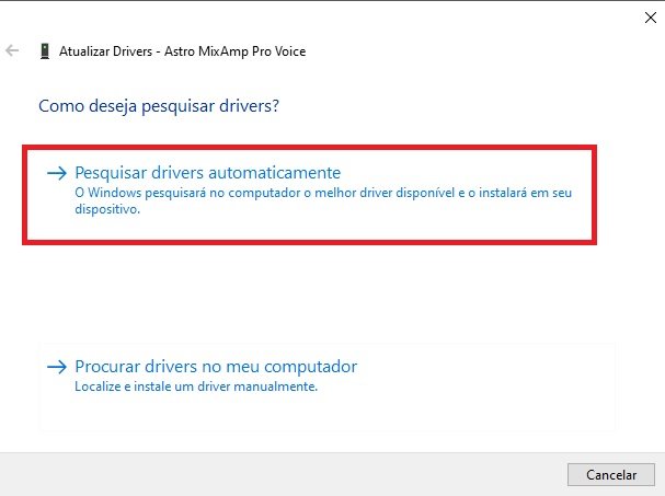 Pesquisando drivers automaticamente, o Windows encontrará a melhor solução para resolver o seu problema de incompatibilidade