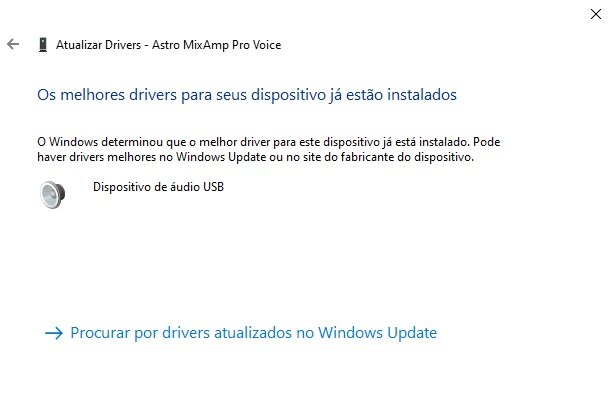 Veja se o Windows vai lhe informar sobre a atualização do driver com sucesso
