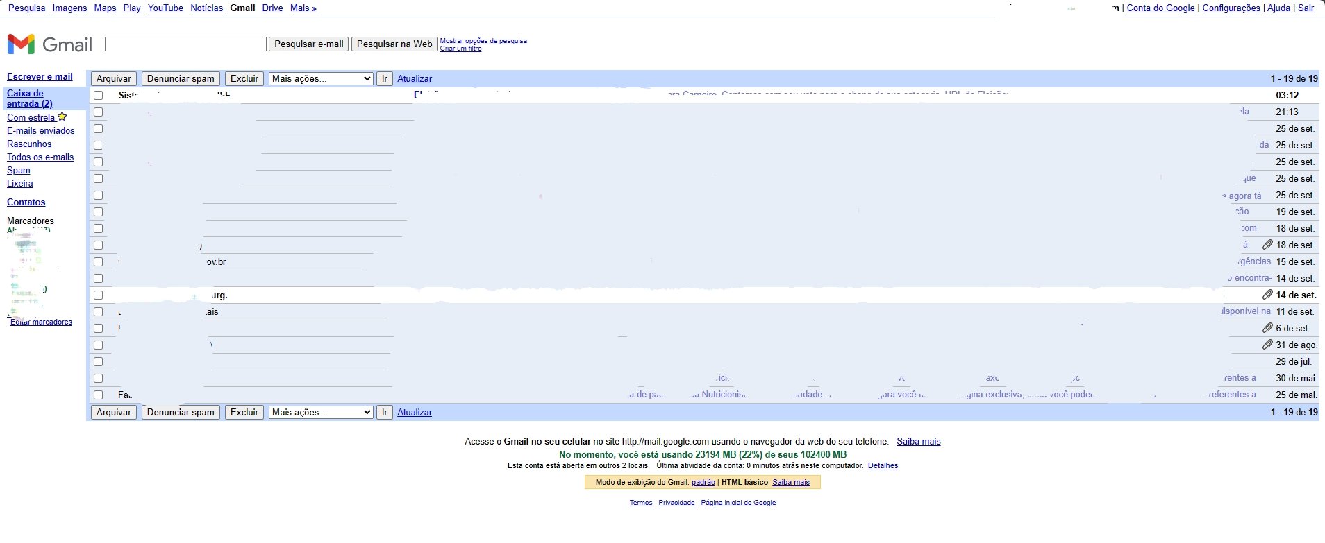 A visualização em HTML básico do Gmail será descontinuada em janeiro de 2024.