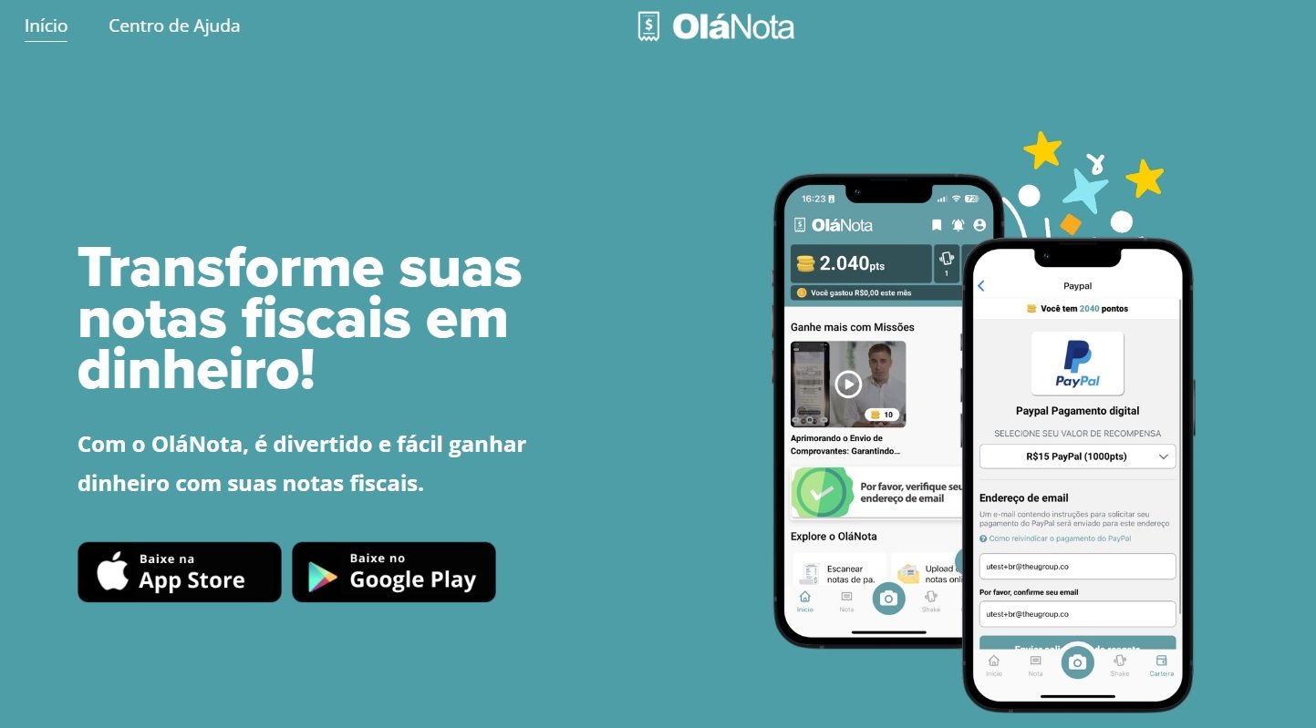 O OláNota utiliza a plataforma do PayPal para realizar os pagameentost
