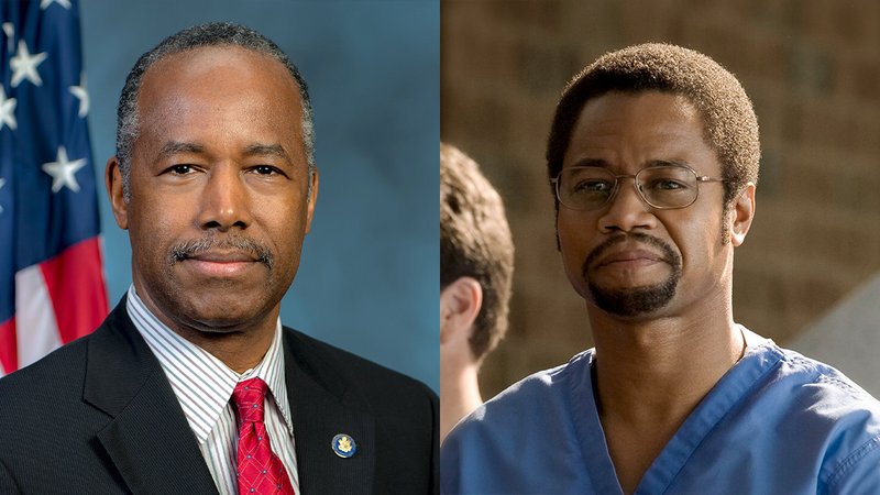 Ben Carson, na vida real, e o ator Cuba Gooding Jr. em Mãos Talentosas: A História de Ben Carson.