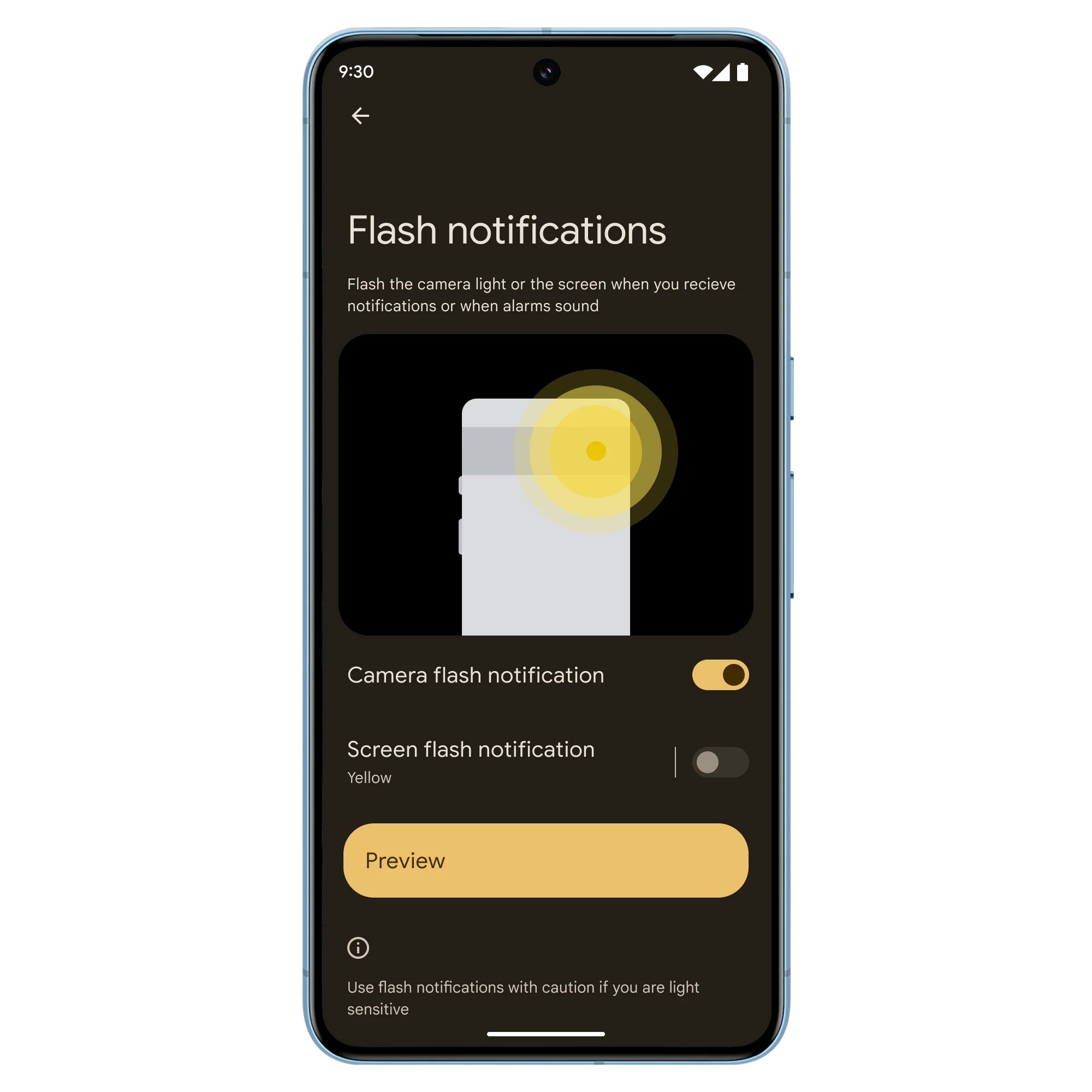 No Android 14, o flash pode servir para alertá-lo sobre notificações