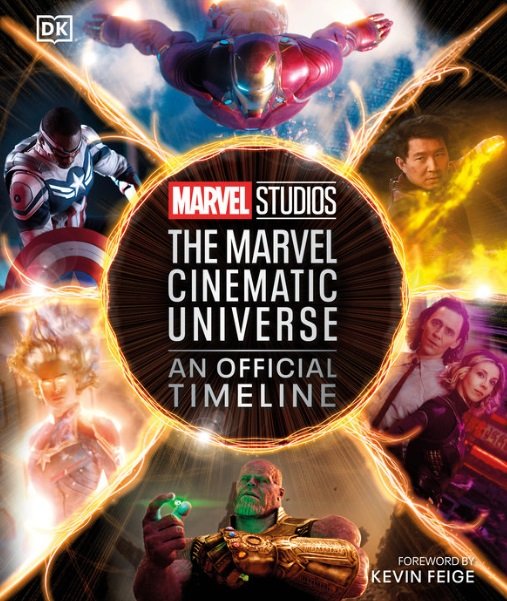 A capa do livro da timeline da Marvel, com prefácio de Kevin Feige.