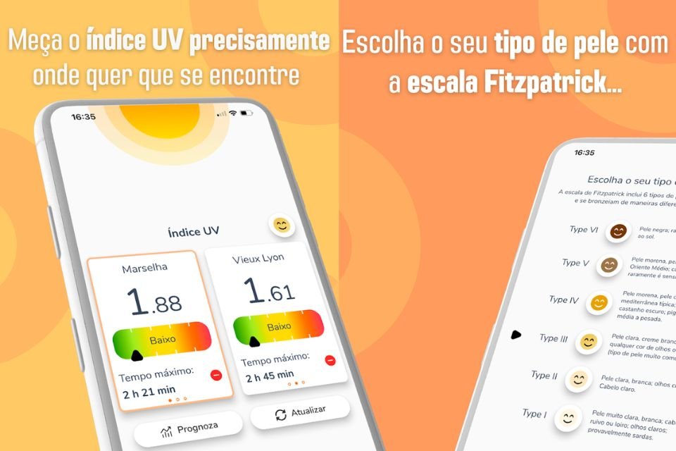 Índice UV está disponível apenas para dispositivos iOS.