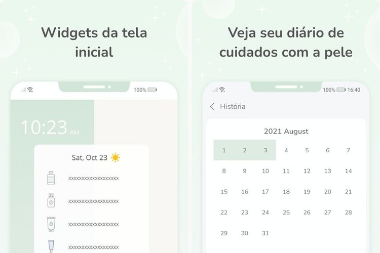 Rotina de cuidados com a pele está disponível apenas para dispositivos Android.