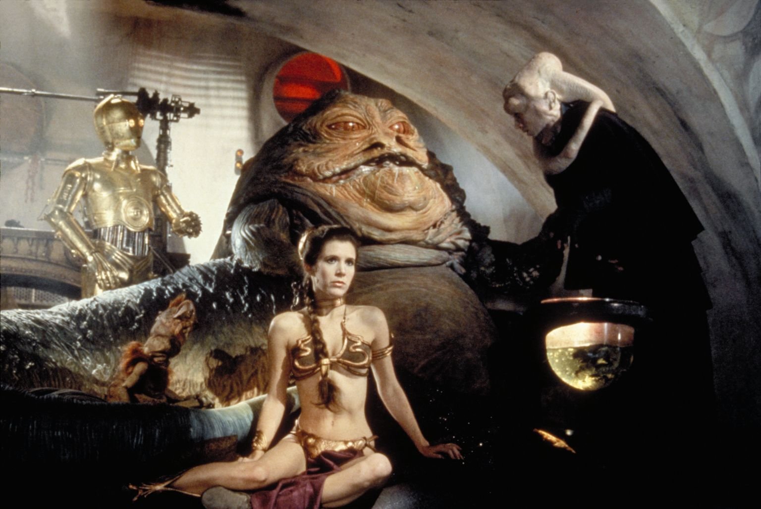 O vilão Jabba, o Hutt no filme Star Wars: Episódio VI - O Retorno de Jedi (1983).
