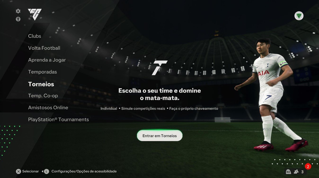 Procure pela opção "Torneios" no menu principal do EA Sports FC 24