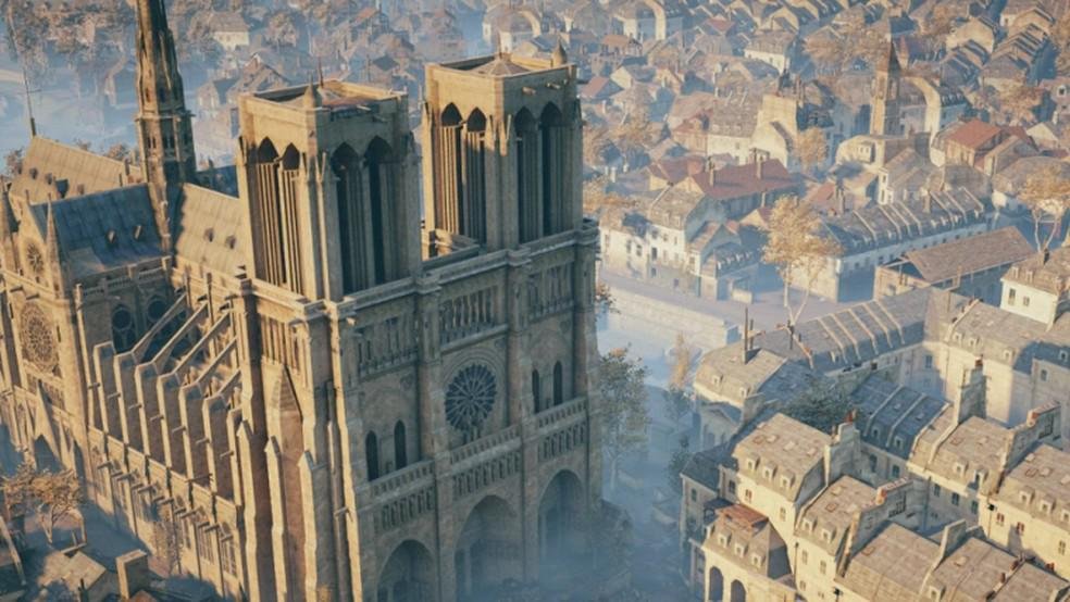 Catedral de Notre-Dame em Assassin's Creed Unity.