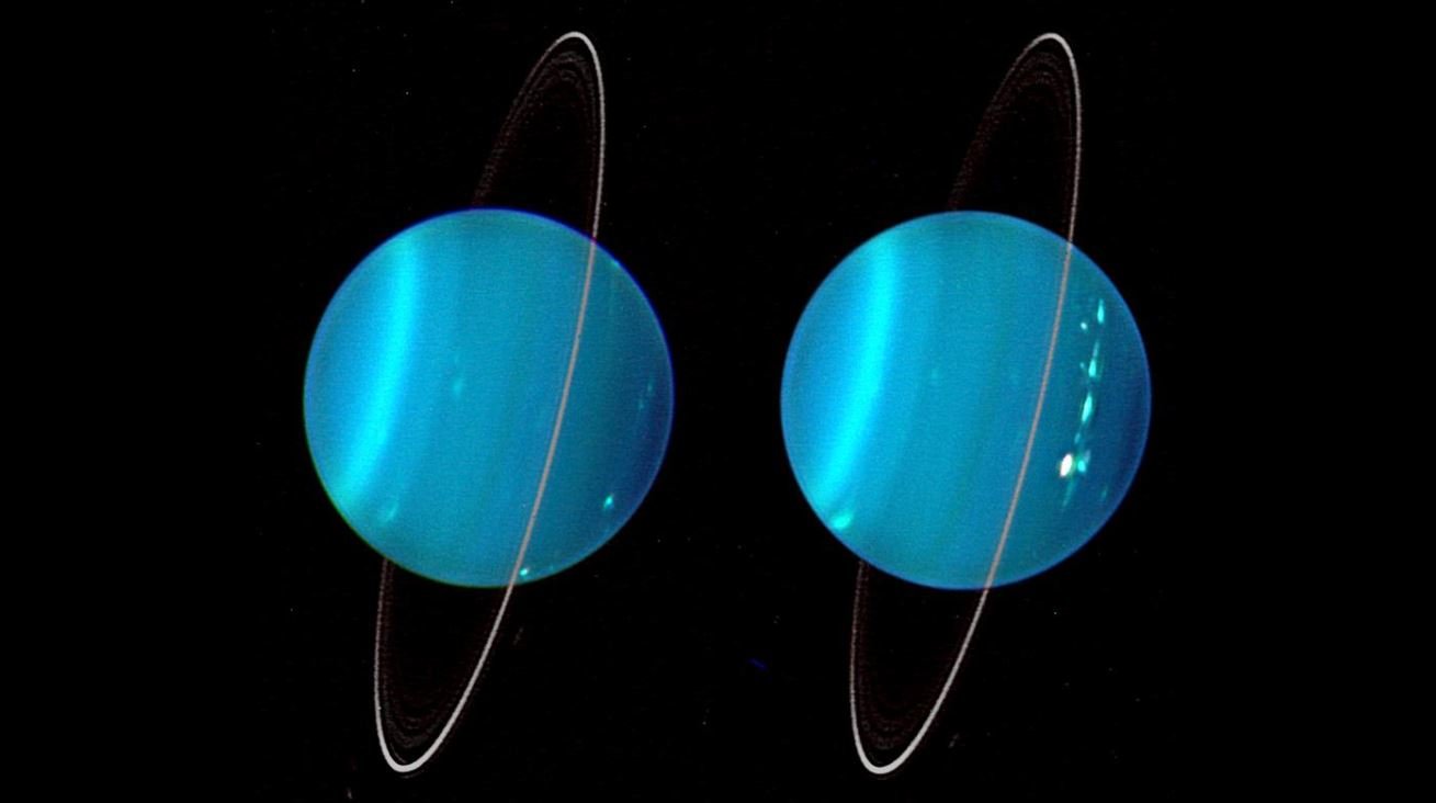 Urano, o gigante gasoso, é um planeta com uma rotação estranha em relação aos outros planetas.