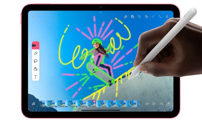 O iPad de 10ª geração tem tela de 10,9 polegadas e faz vídeos em 4K.