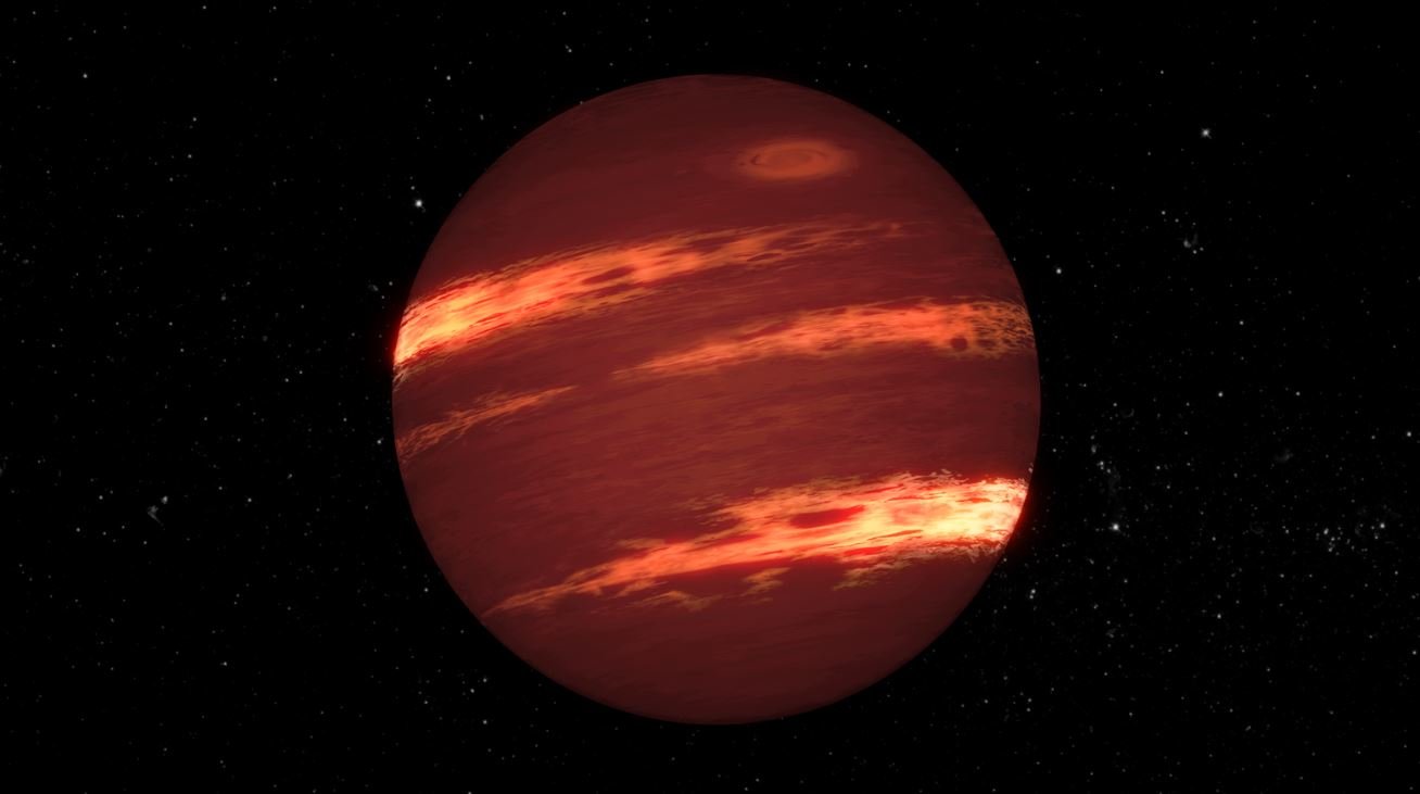 The illustration represents a brown dwarf;  Unlike stars, planets do not emit light, but rather reflect light from the stars they orbit, just as the Earth does with the sun.
