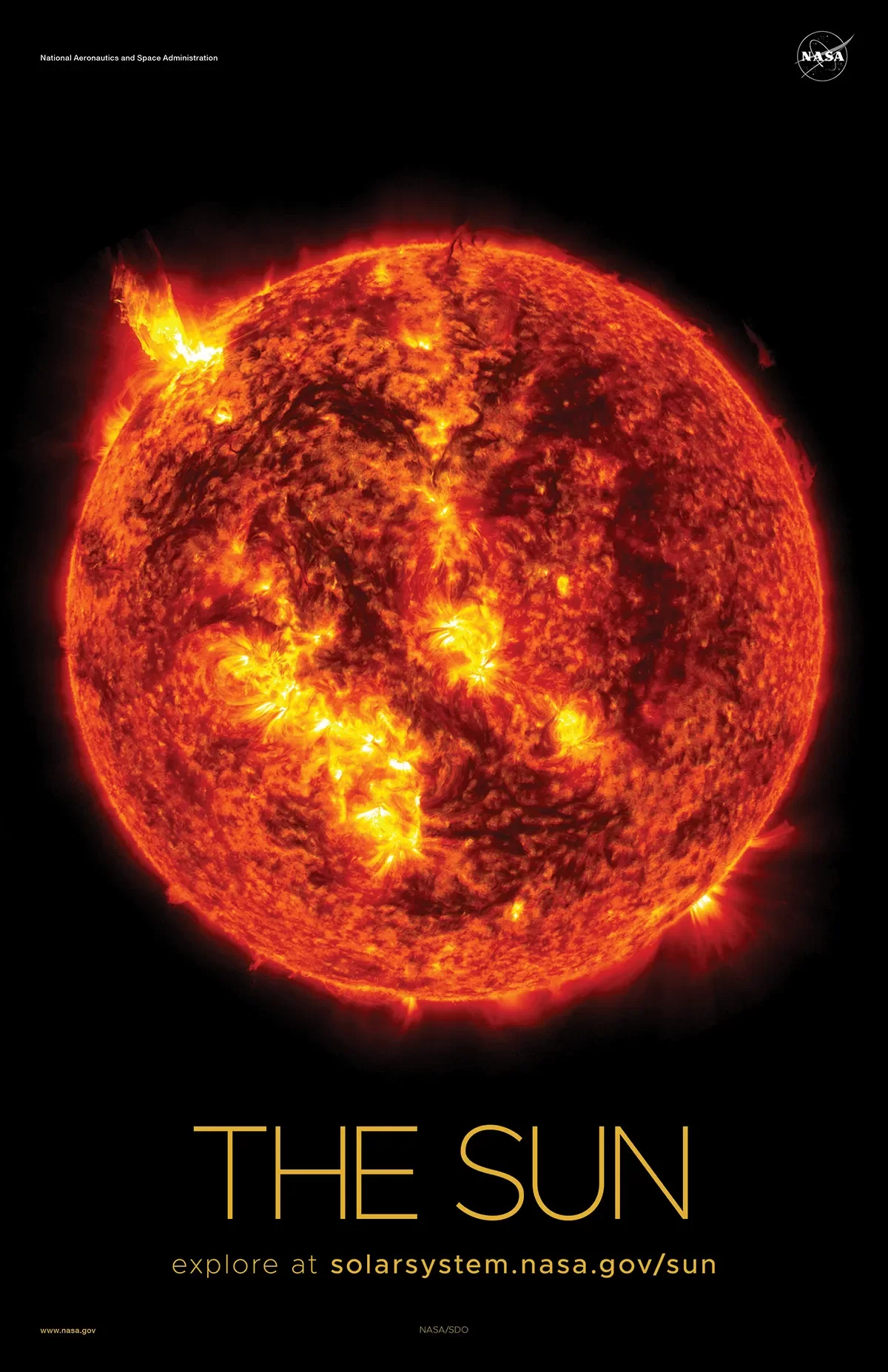 A imagem da explosão solar irrompendo do Sol, vista pelo Solar Dynamics Observatory da NASA em 2013.