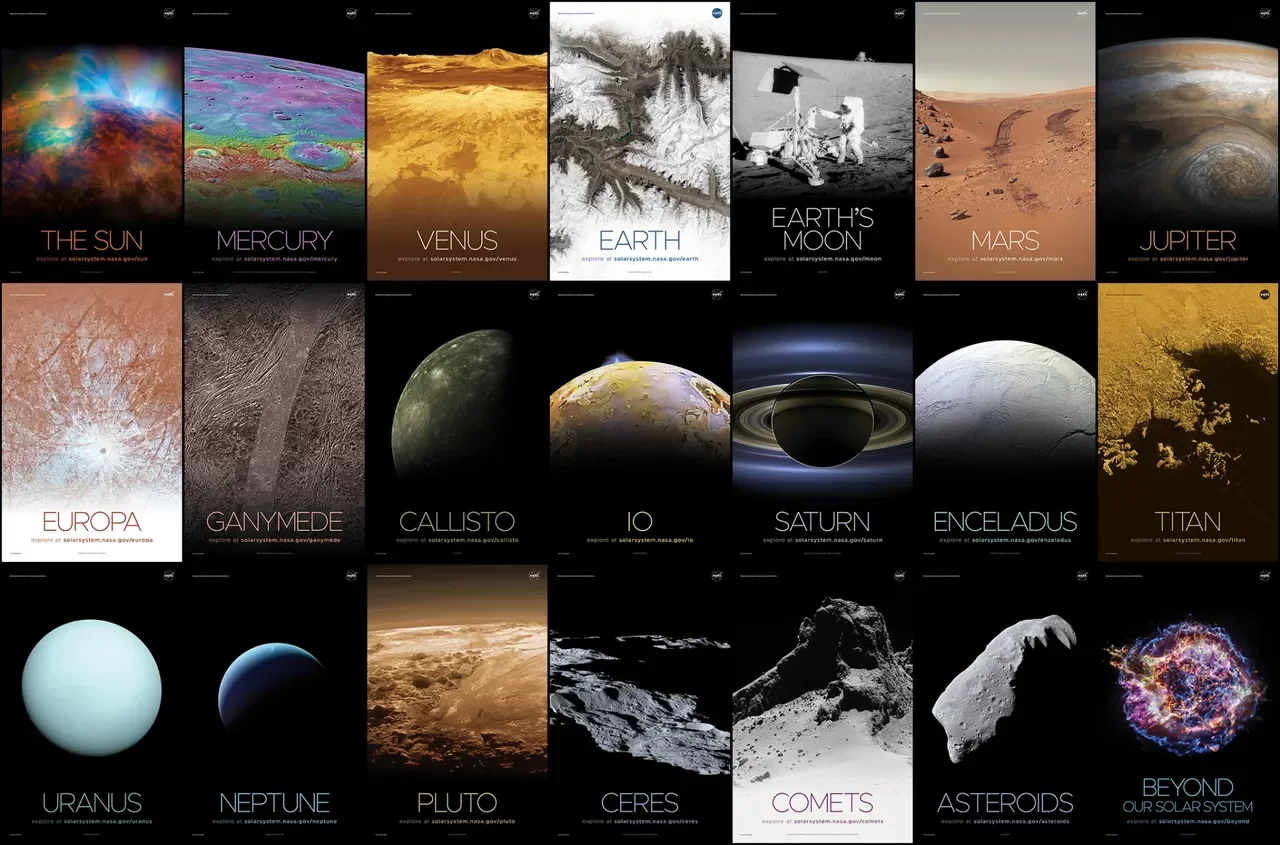 Coleção de pôsteres do Sistema Solar, disponibilizada pela NASA.