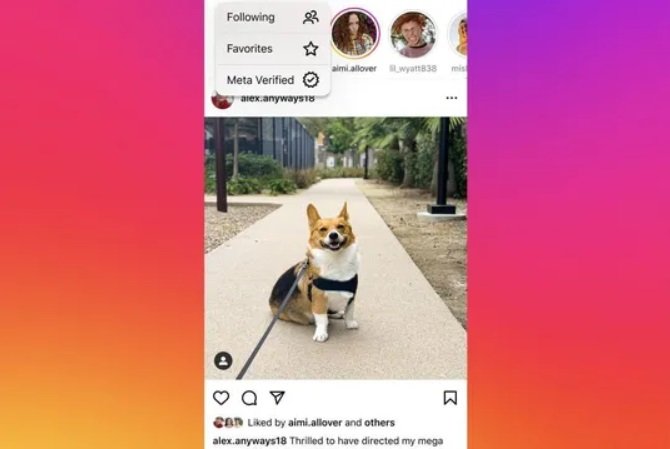 A escolha de feed no Instagram com a opção só para verificados.