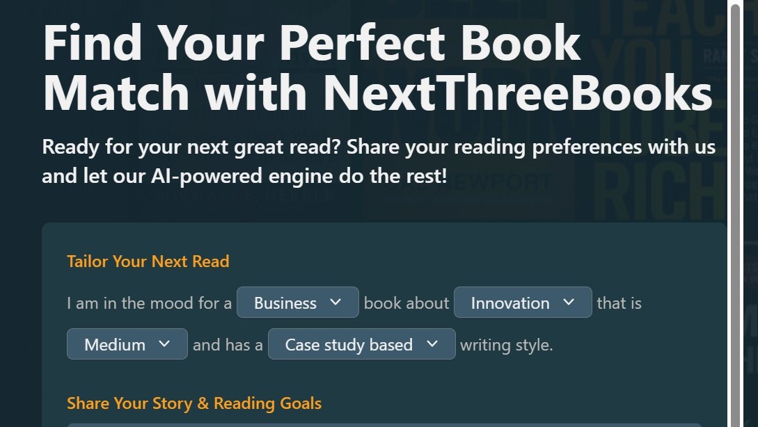 Basta preencher os campos indicados para receber ajuda da IA do NextThreeBooks.
