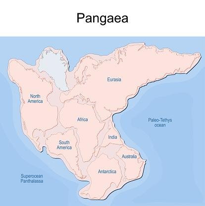 Representação gráfica do supercontinente Pangeia.