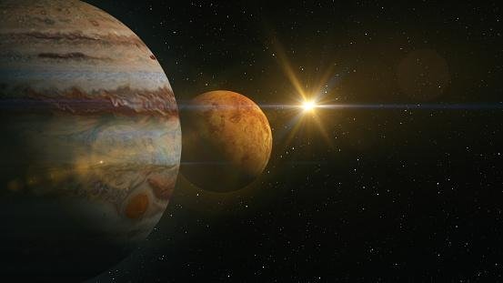 Júpiter está muito distante da Terra, a uma média de 778 milhões de quilômetros.