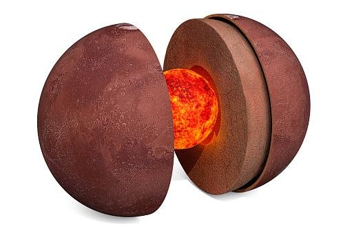 Núcleo de Marte seria formado por um líquido denso e revestido por uma camada de silicato. 