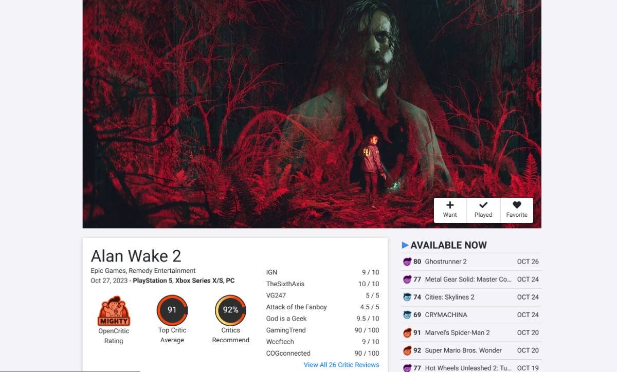 Alan Wake 2 é um dos melhores jogos da geração e do ano - review