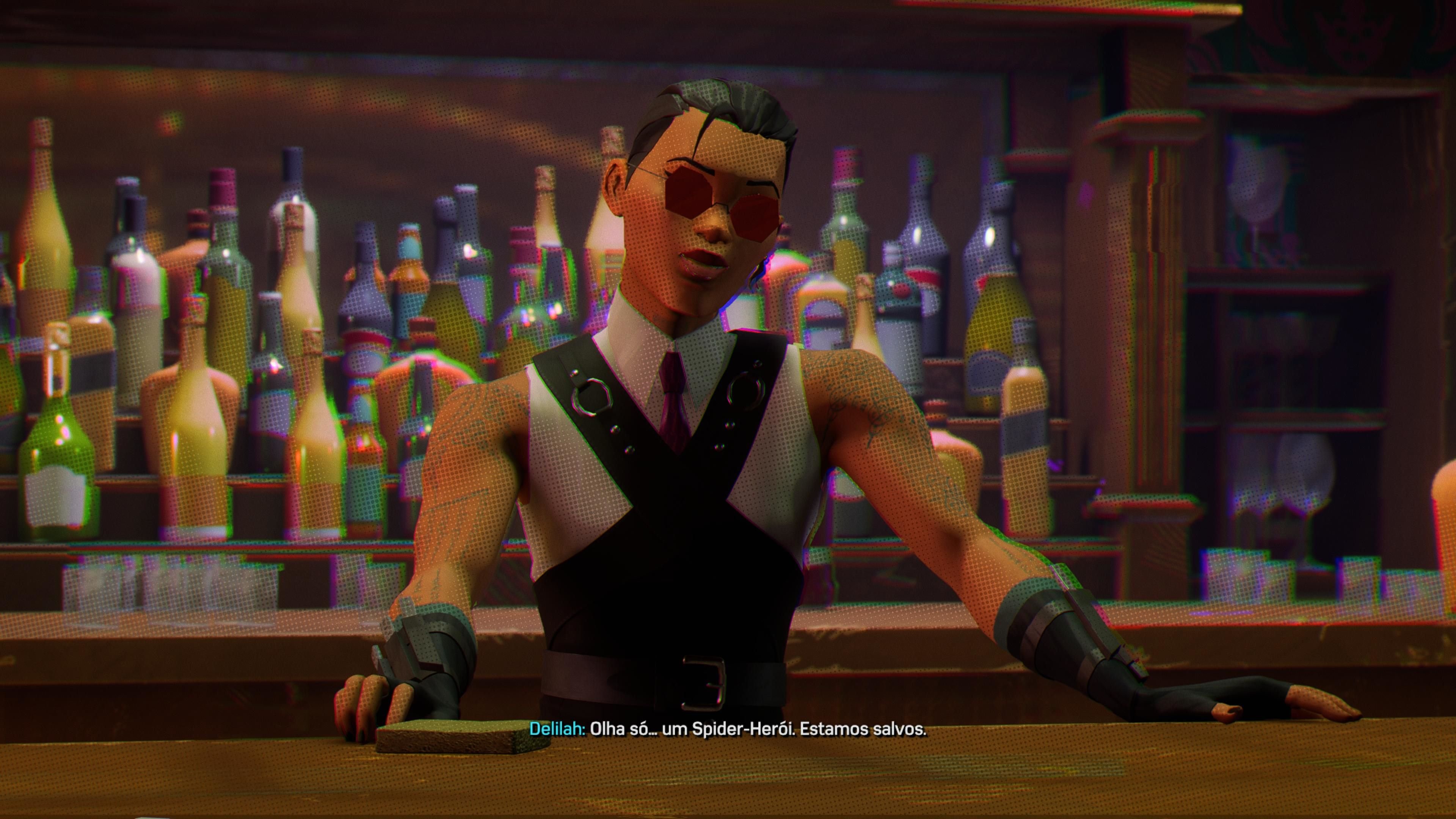 Delilah é a bartender que coleta os Spider-Bots.