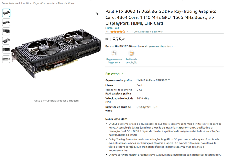 RTX 3060 Ti Palit.