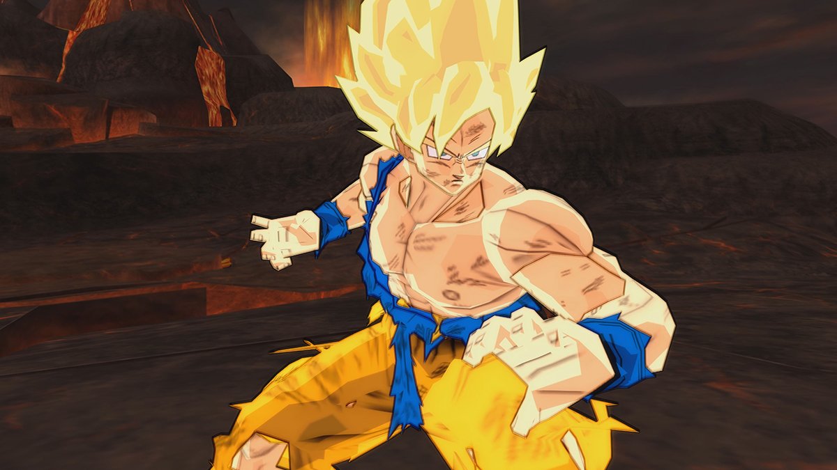 Goku ganha pulo um pouco mais alto na forma Super Saiyan 2 de Budokai Tenkaichi 3.