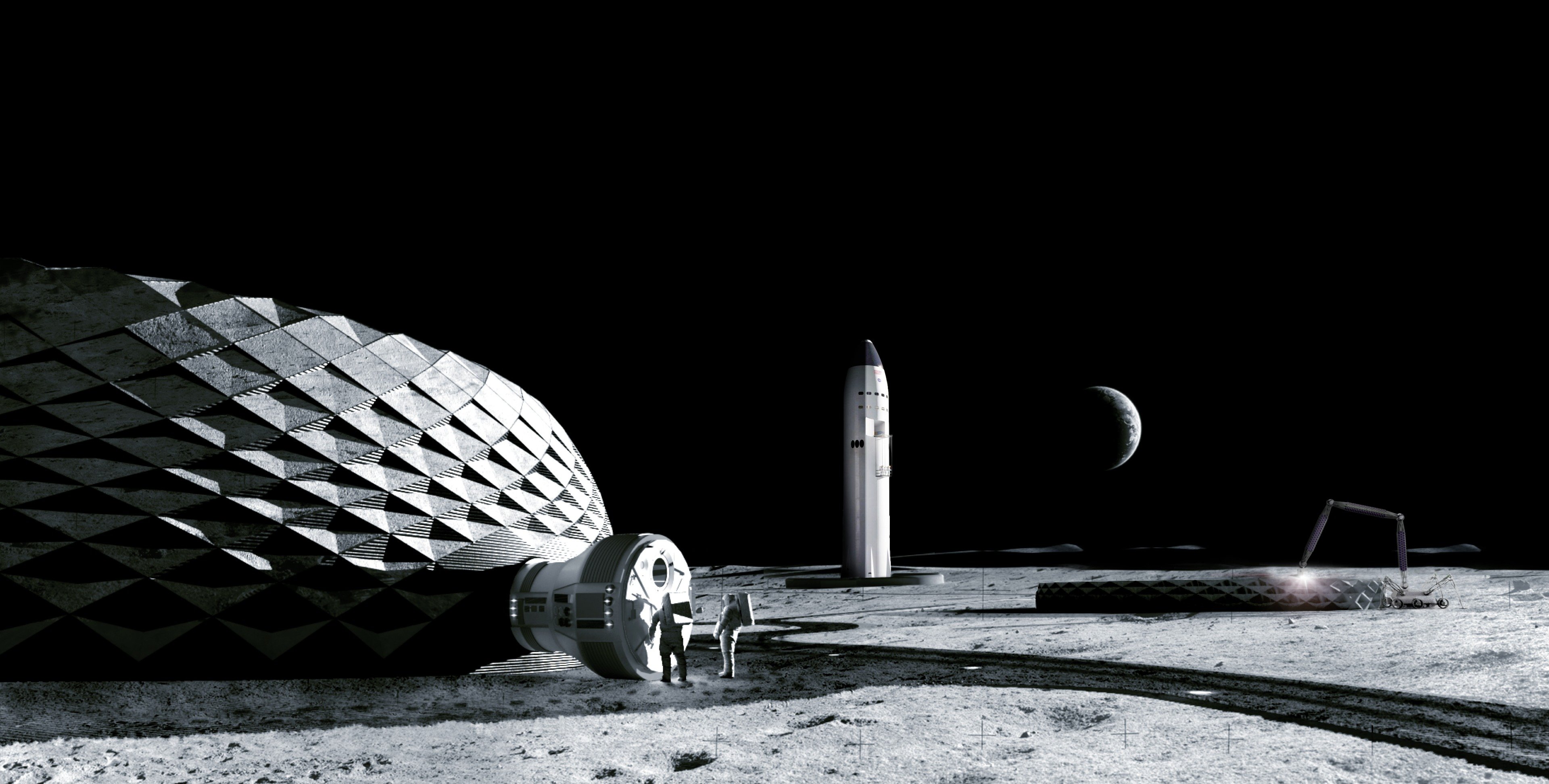 A visão da ICON para a Olympus, o sistema de construção lunar multifuncional baseado em ISRU.