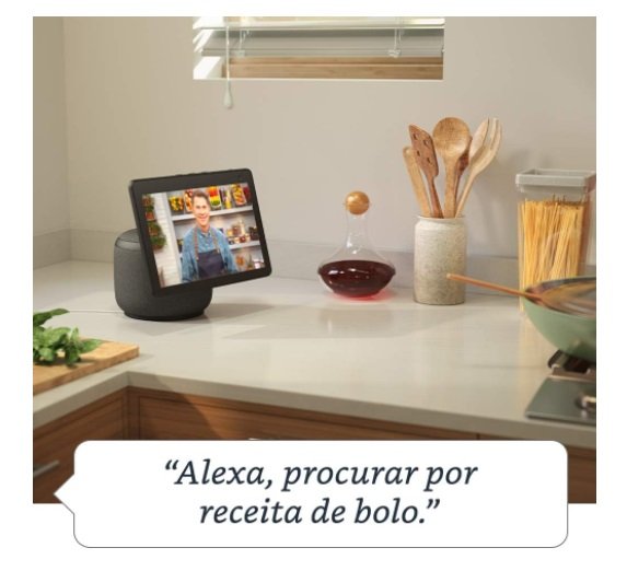 A Alexa em um Echo Show para ajudar na cozinha.