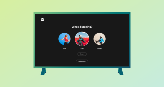 A troca de perfil foi otimizada na versão atualizada do Spotify na TV.