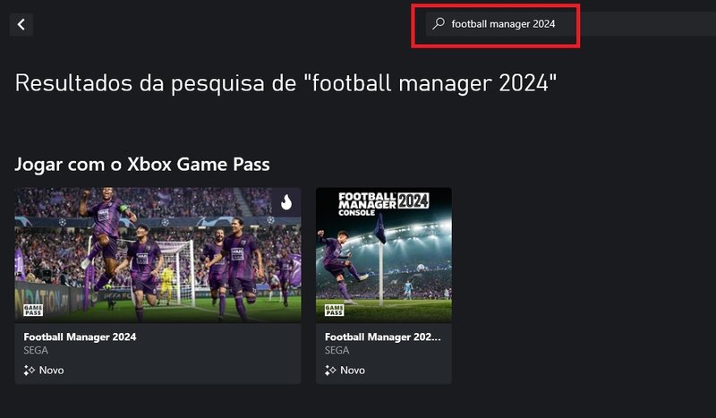 Procure pelo jogo digitando seu nome na barra de pesquisa.