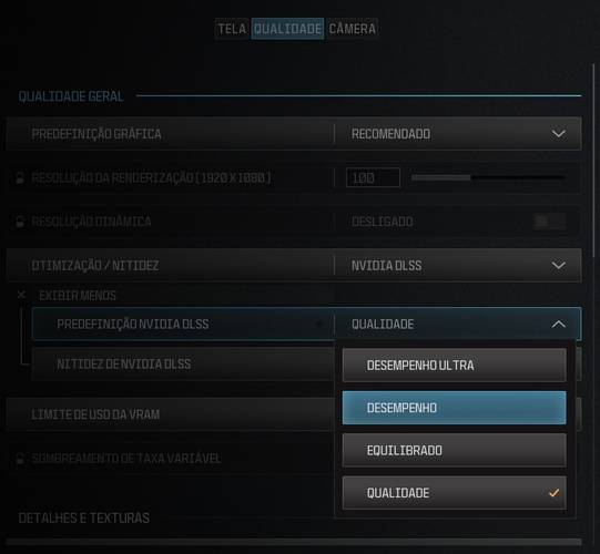 O Nvidia DLSS está disponível em quatro opções.