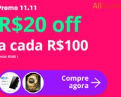 O 11/11 do AliExpress continua: R$ 20 de desconto a cada R$ 100 de compras