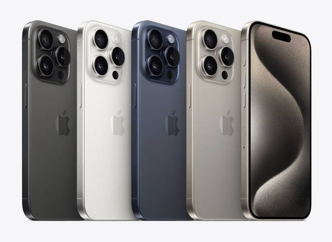 As cores disponíveis para o iPhone 15 Pro.