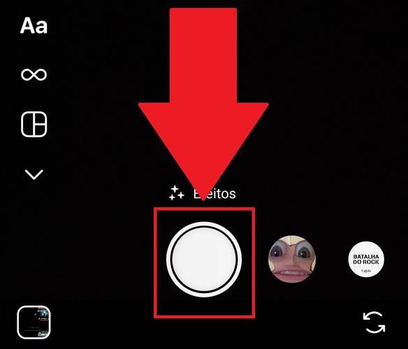 Use o botão central para gravar um vídeo ou tirar uma foto para ser enviada pelo modo de visualização única