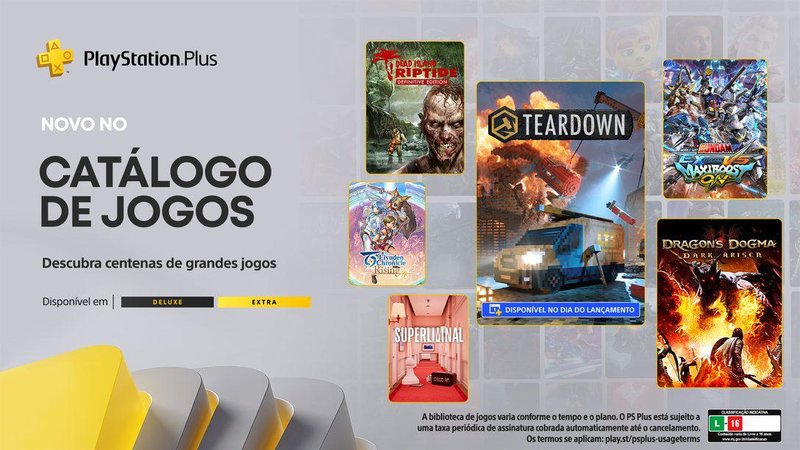 Novidades do PS Plus de novembro incluem Teardown, Dragon's Dogma: Dark Arisen, Superliminal, Dead Island: Riptide Definitive Edition e mais.