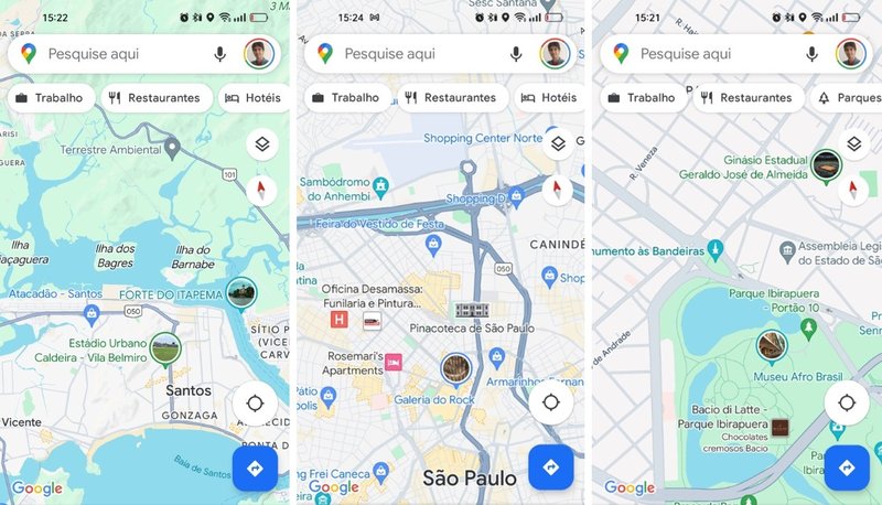 As novas cores do Google Maps.