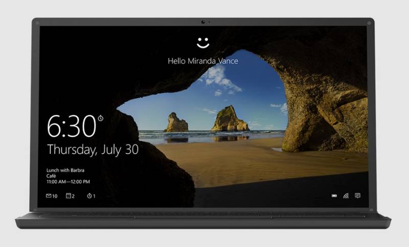 A tela do Windows Hello.