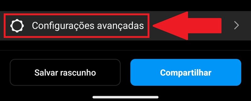 A opção "Configurações avançadas" é uma das últimas da lista