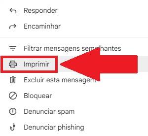 É preciso clicar na opção "Imprimir" para ter acesso a exportação para PDF.