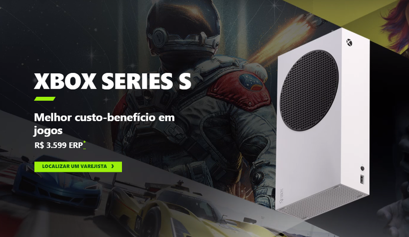 Preço oficial do Xbox Series S no Brasil.