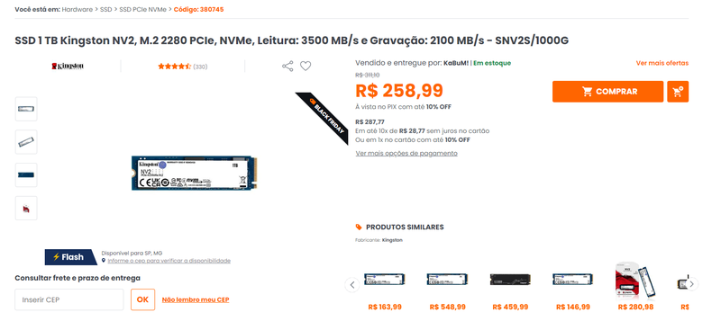 SSD Kinston NV2 de 1TB