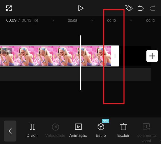 Estique a linha de tempo do seu vídeo até que ela tenha a quantidade de segundos ideal