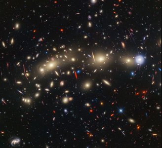The MACS0416 galaxy cluster is located approximately 4.3 billion light-years from Earth.