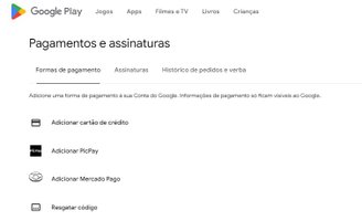 Como comprar gift card da Google Play pelo PicPay