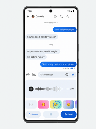 As mensagens de áudio do Google Mensagens agora podem ser acompanhadas por emojis.