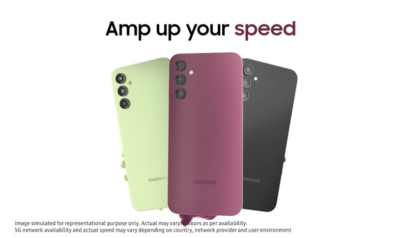 O A14 tem visual inspirado em modelos premium da Samsung.