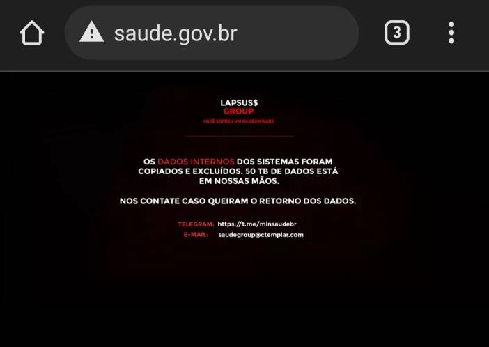 Um braço do Lapsus$ teria atacado até o site do Ministério da Saúde no Brasil.