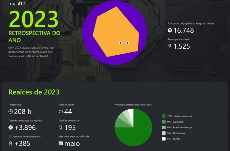 A retrospectiva oficial do Xbox mostra os jogos mais jogados, a quantidade de conquistas do ano e mais detalhes.